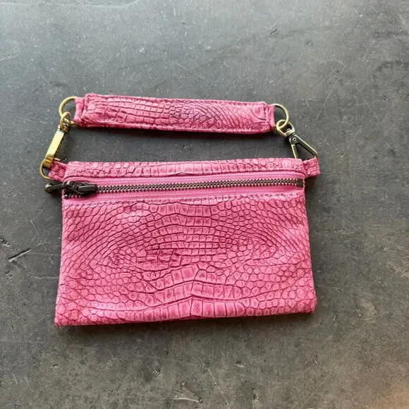 Vintage Y2k Pink Snake Skin Reptile Pink Retro Mini Purse Clutch Zipper Wallet - Picture 1 of 5